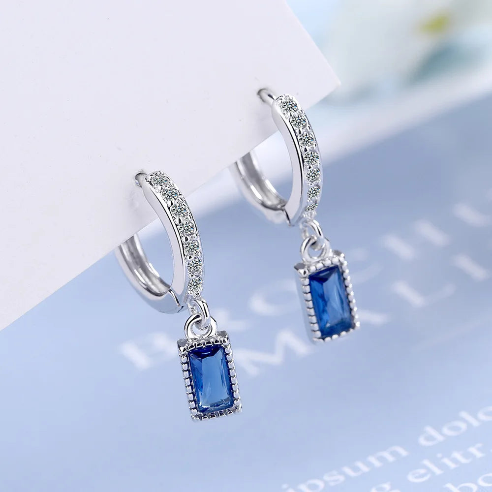 Sterling Silver Blue Crystal Earrings