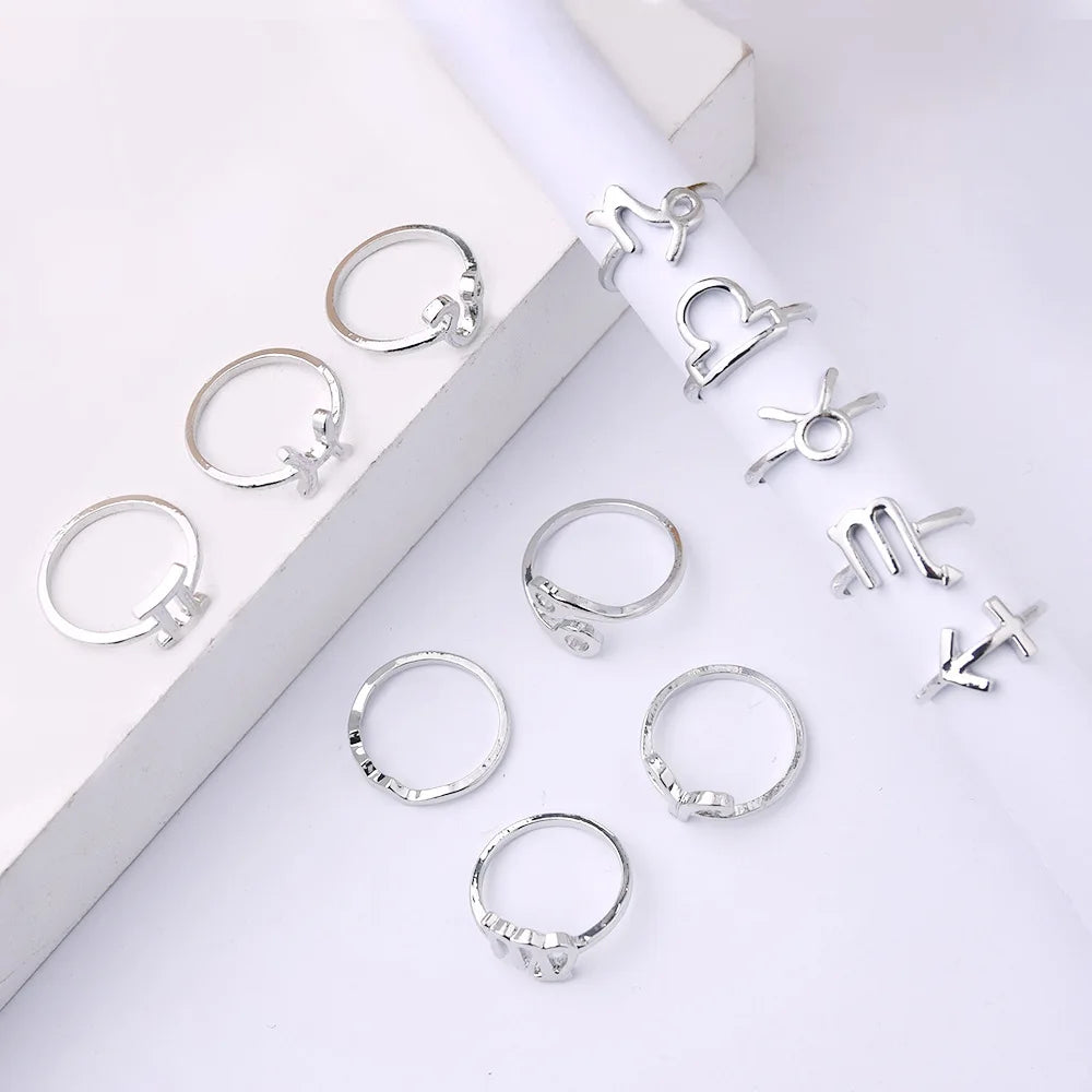 12-Piece Zodiac Constellation Ring Set