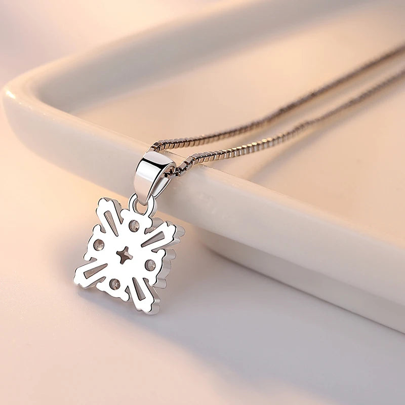 S925 Sterling Square Crystal Pendant Necklace