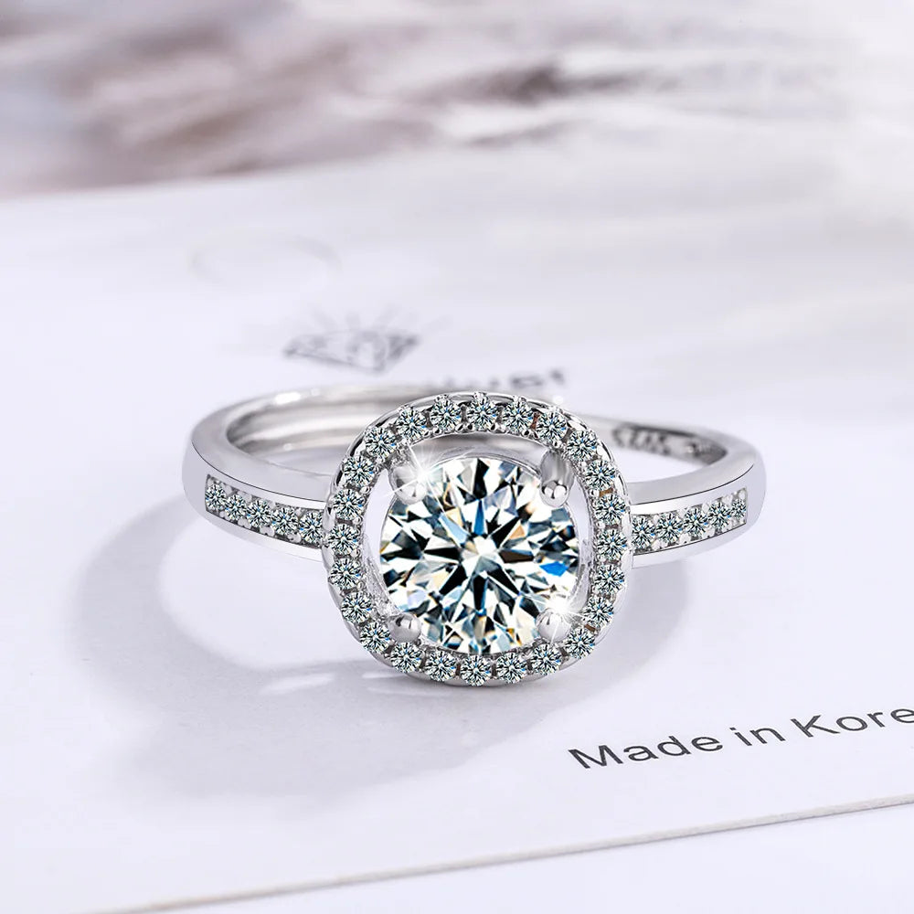 925 Sterling Silver Adjustable Crystal Zircon Ring