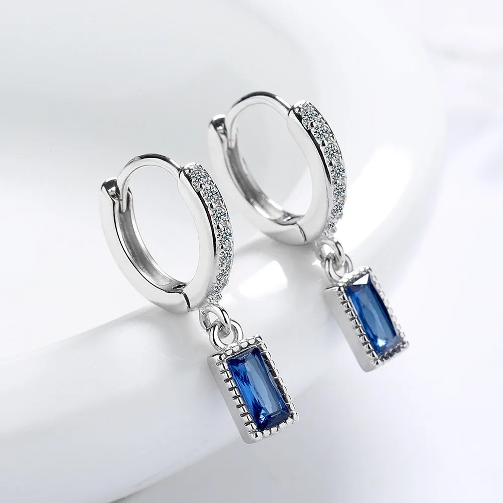 Sterling Silver Blue Crystal Earrings