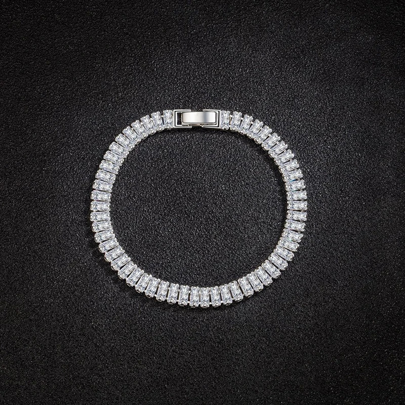 S925 Crystal Square Link Bracelet