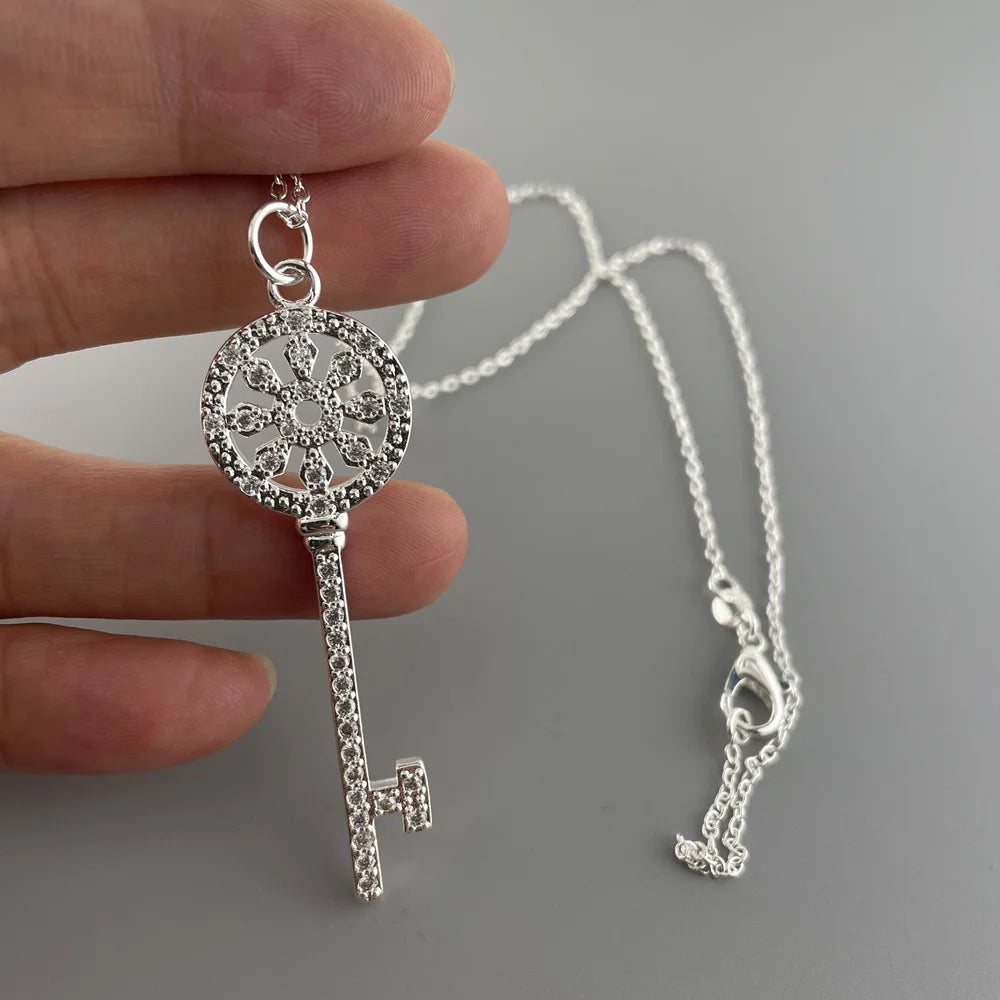 925 Sterling Silver Key Pendant Necklace