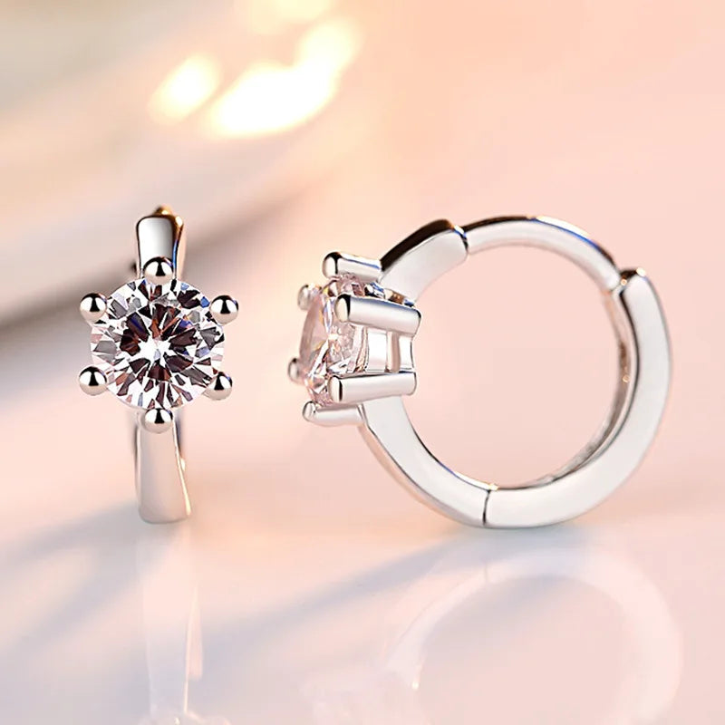 925 Sterling Silver Crystal Hoop Earrings