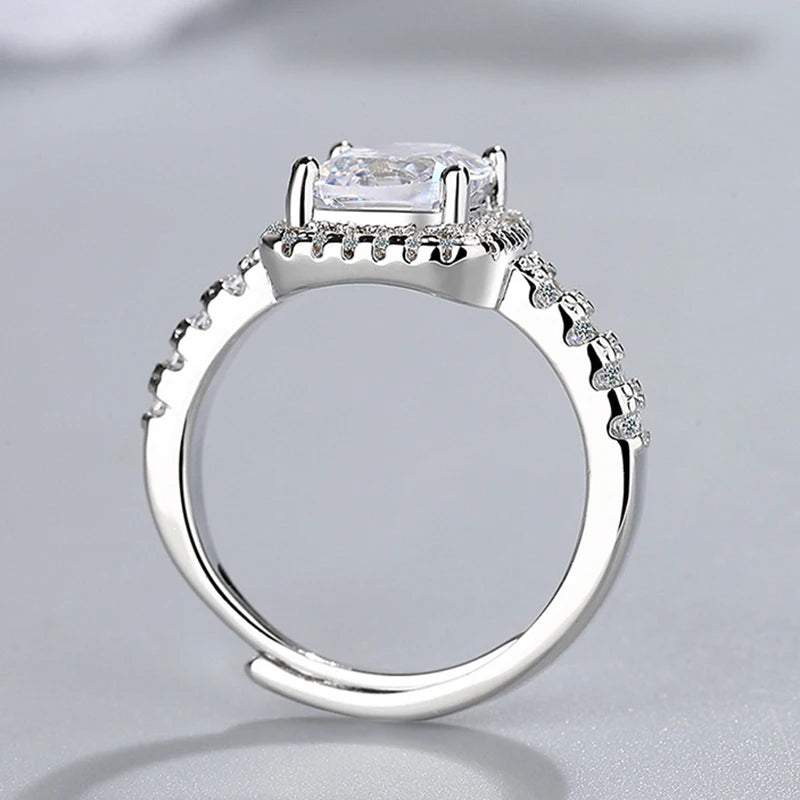 S925 Adjustable Square Crystal Wedding Ring