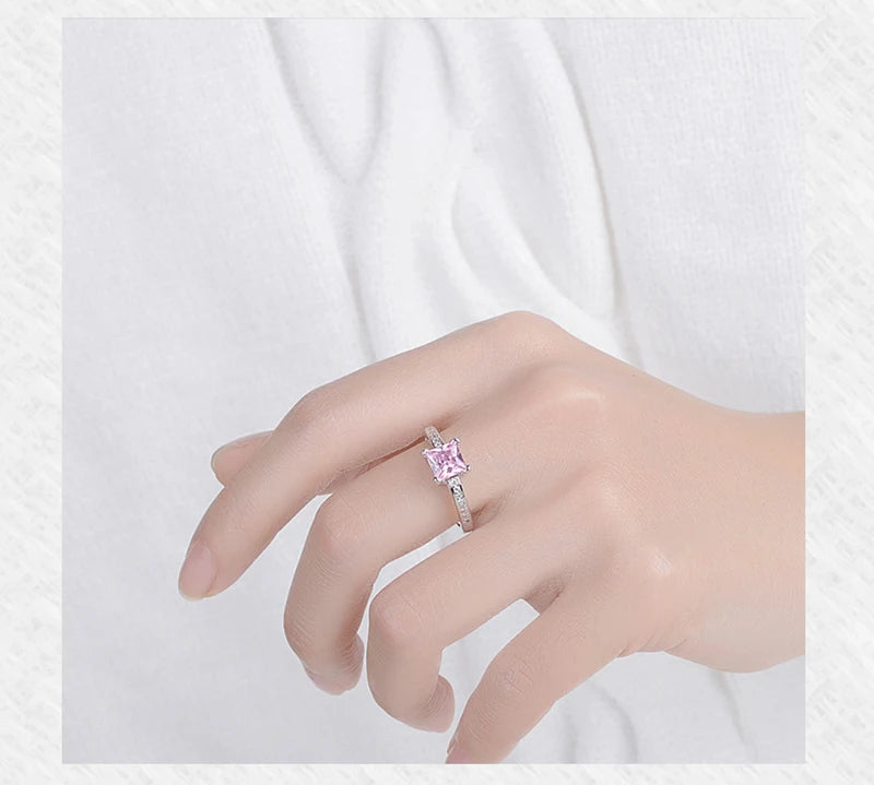 925 Sterling Silver Square Zircon Statement Ring