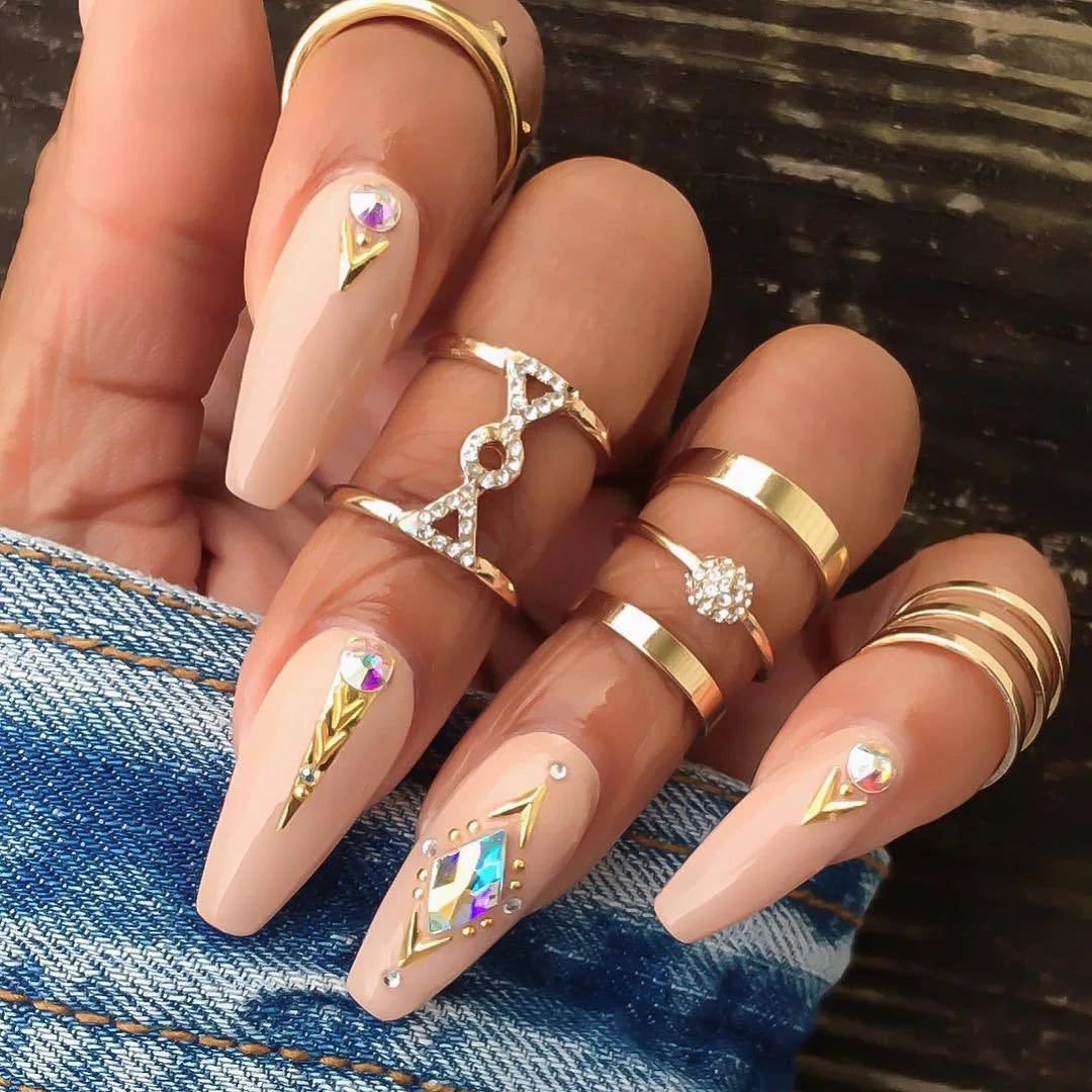 7-Piece Boho Star & Moon Crystal Ring Set