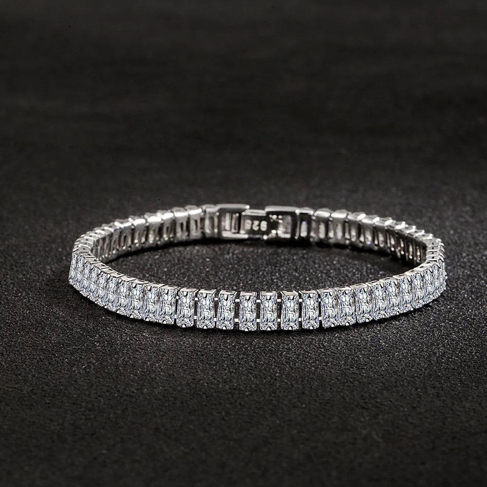 S925 Crystal Square Link Bracelet