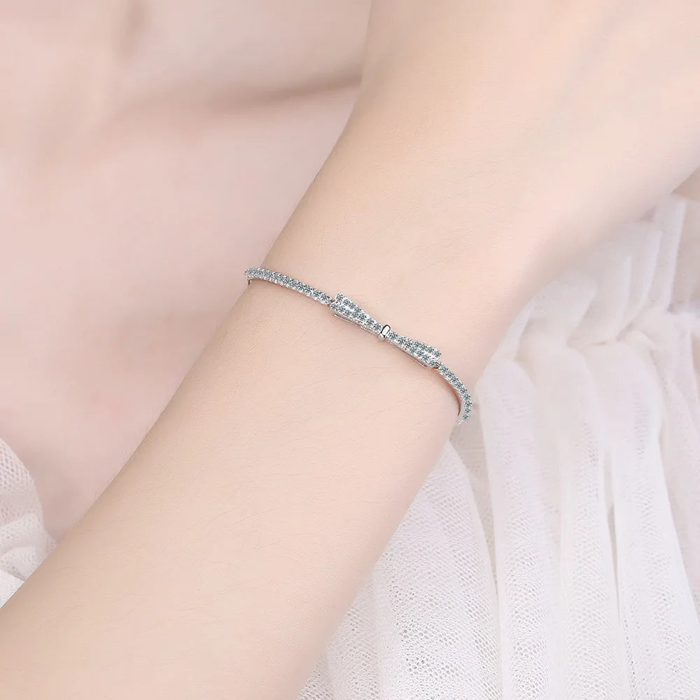 S925 Luxury Zircon Bow Chain Link Bracelet