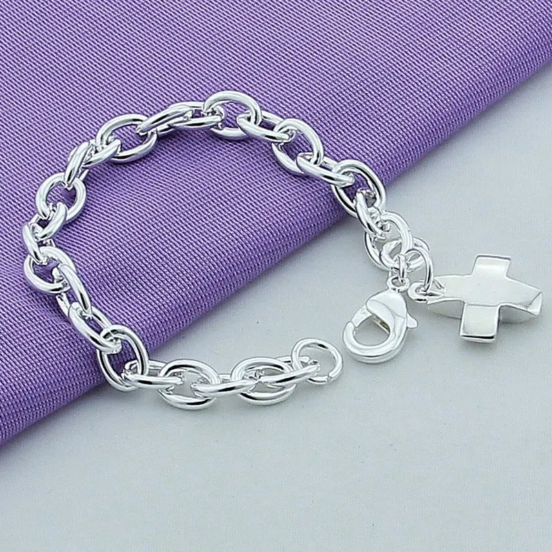 925 Sterling Silver Cross Pendant Bracelet