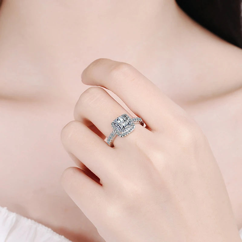 S925 Adjustable Square Crystal Wedding Ring