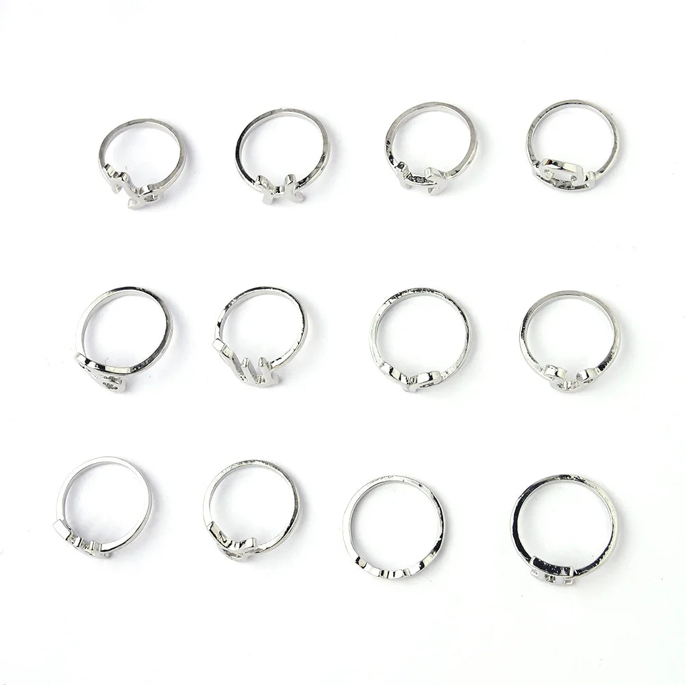 12-Piece Zodiac Constellation Ring Set