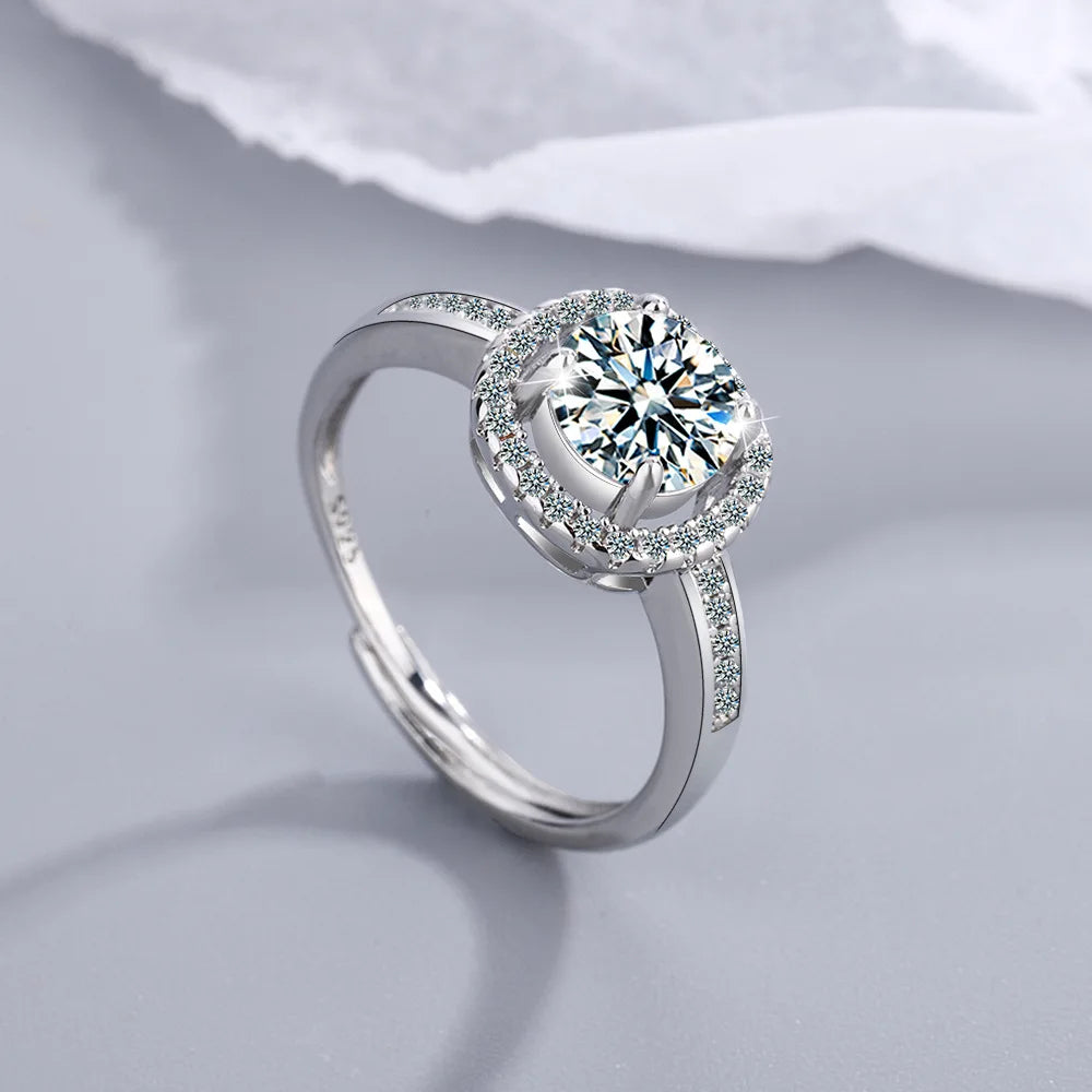 925 Sterling Silver Adjustable Crystal Zircon Ring