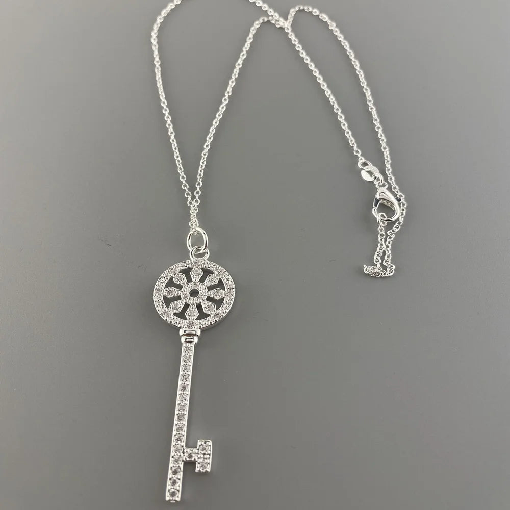 925 Sterling Silver Key Pendant Necklace