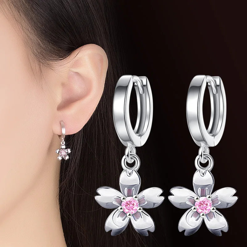 Fanqieliu 925 Silver Needle Crystal Zircon Flower Drop Earrings For Women New Jewelry Fashion FQL23562