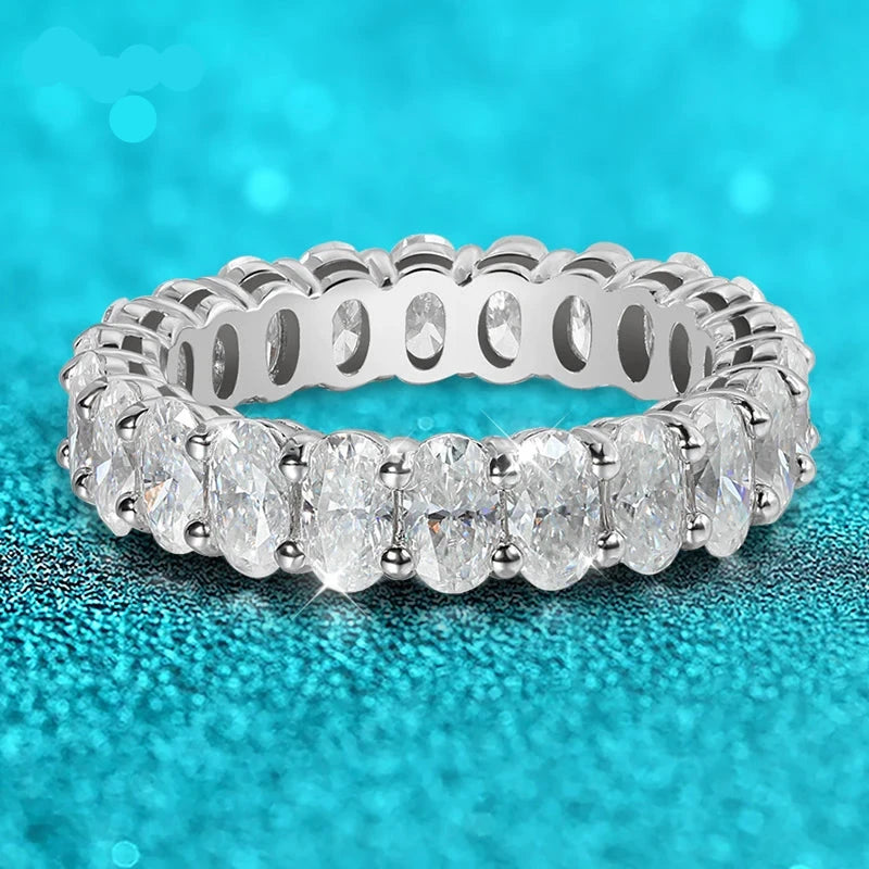 2.5/6.6CTW Oval Moissanite Wedding Eternity Band