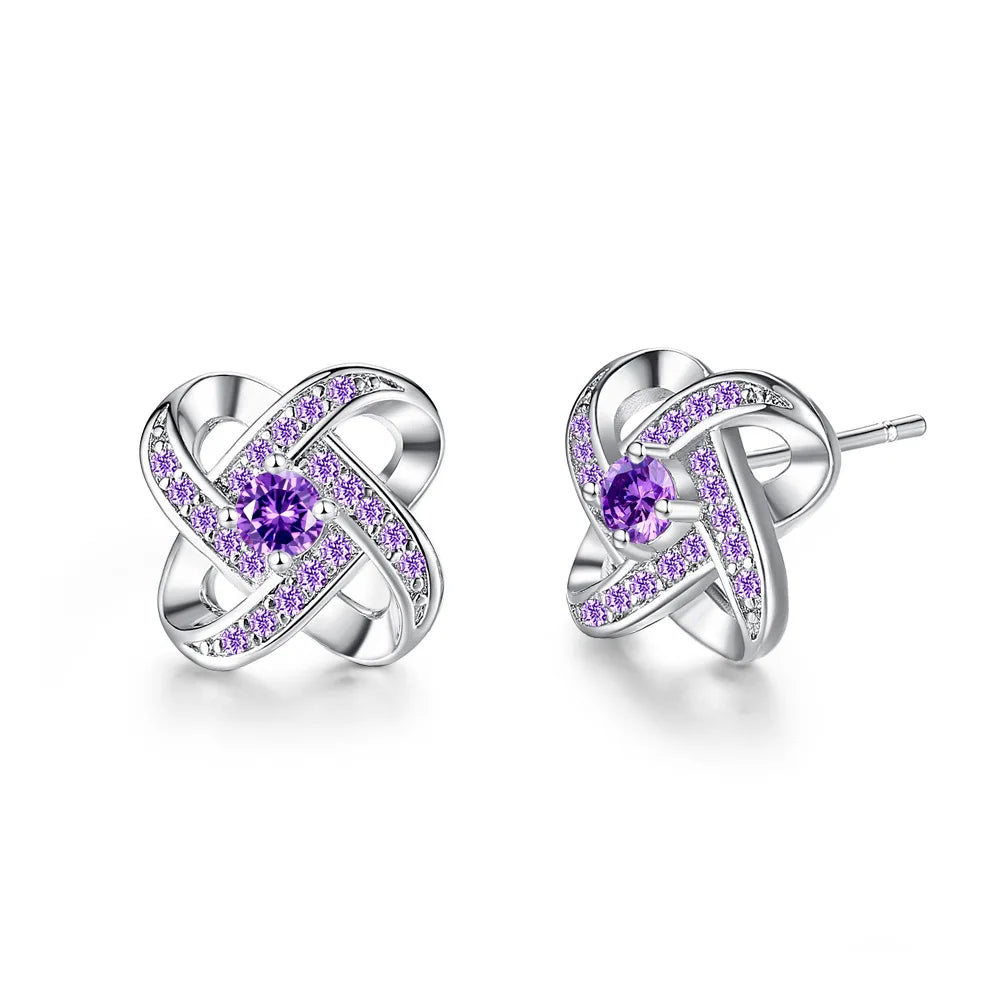 925 Sterling Silver Crystal Cross Stud Earrings