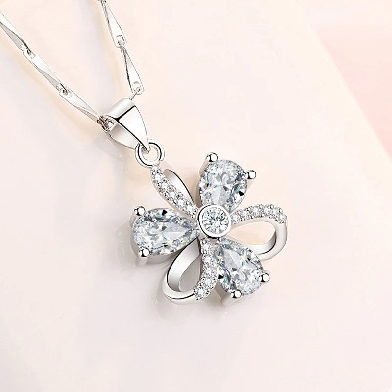 S925 Zircon Flower Pendant Necklace