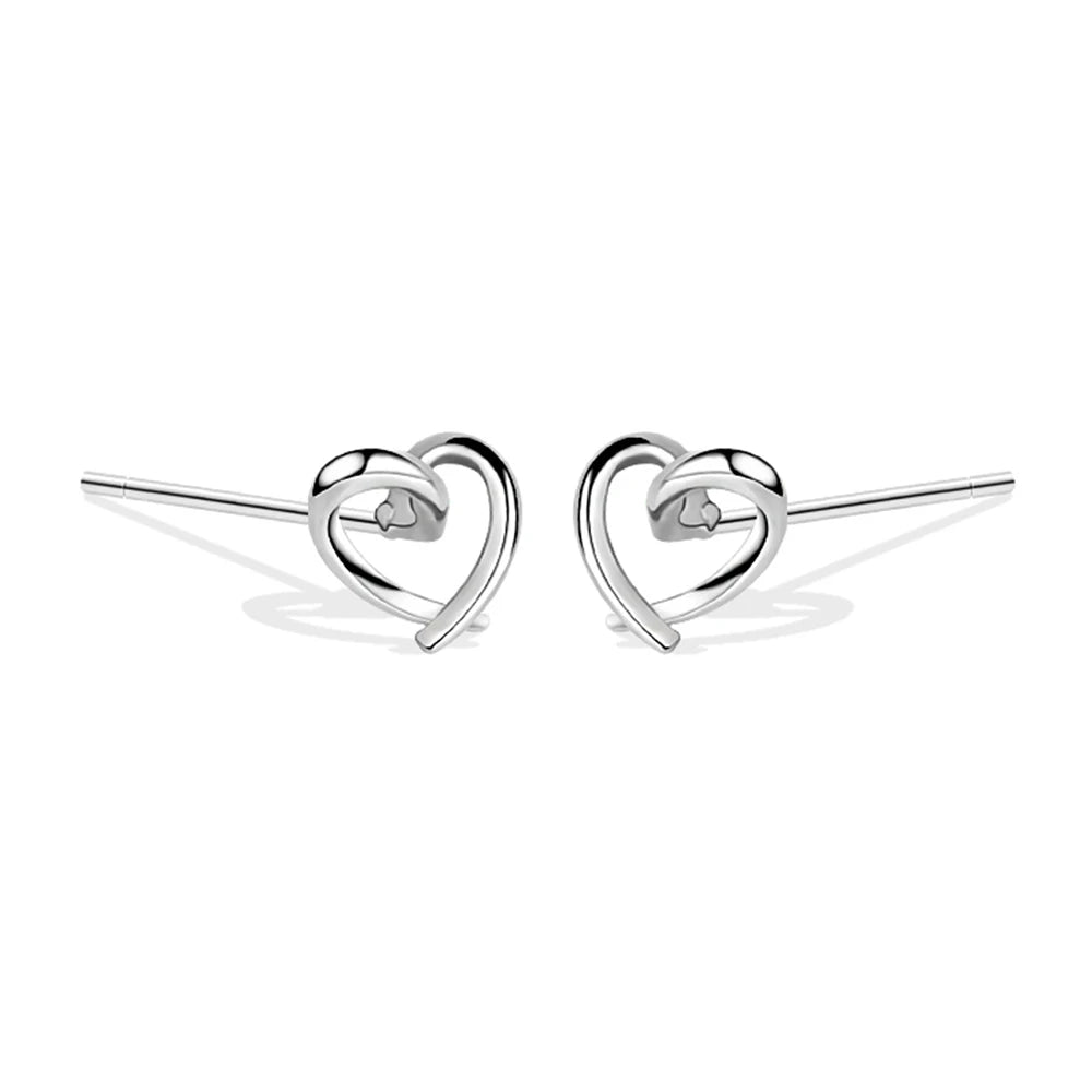 925 Sterling Silver Heart Stud Earrings