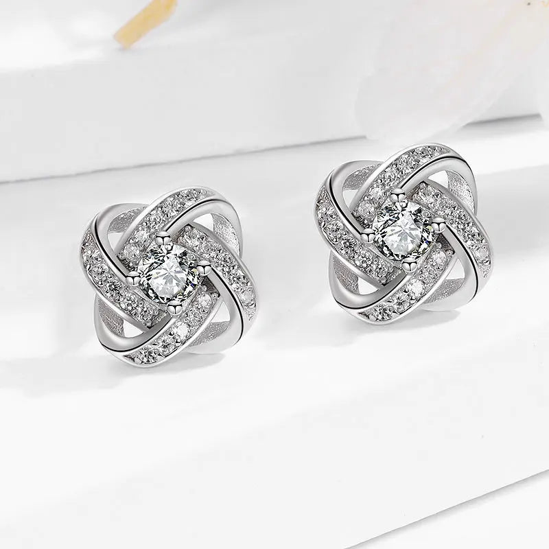 925 Sterling Silver Crystal Cross Stud Earrings