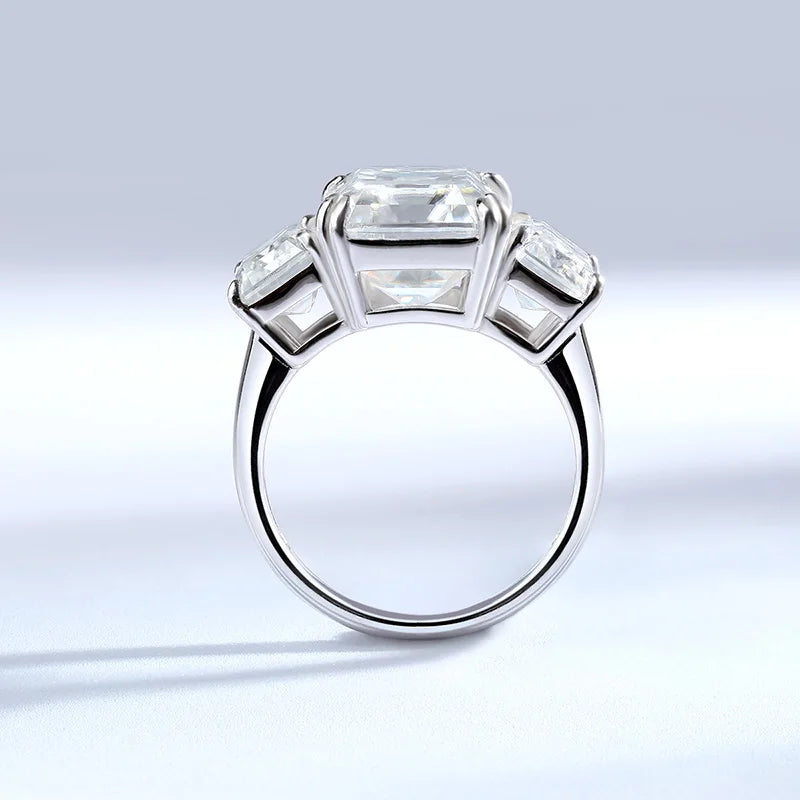 12CT Emerald-Cut Moissanite Engagement Ring