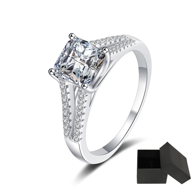 2 Carat Asscher Cut Moissanite Engagement Ring