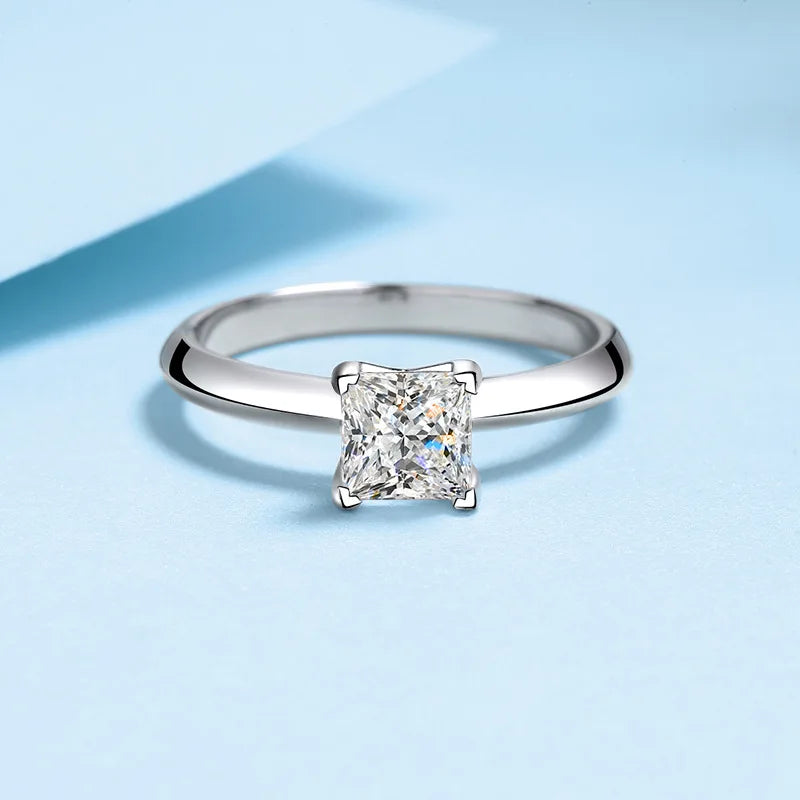 1-2 Carat Princess Cut Moissanite Engagement Ring