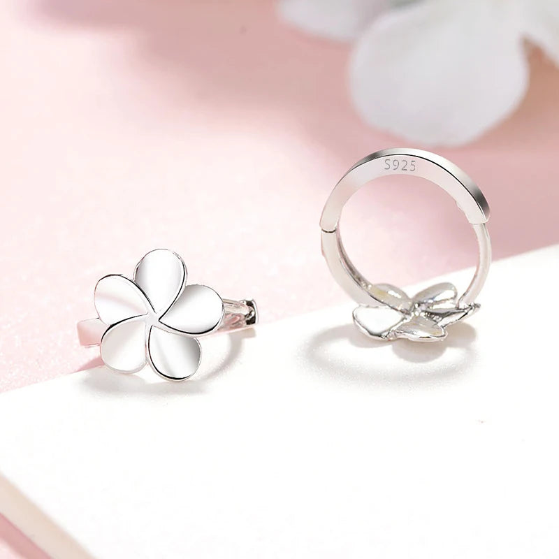 925 Sterling Silver Floral Hoop Earrings