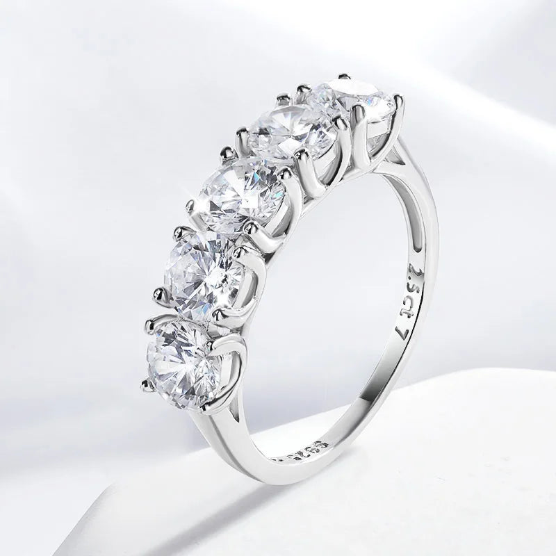 2.5CT Genuine Moissanite 5-Stone Wedding Ring