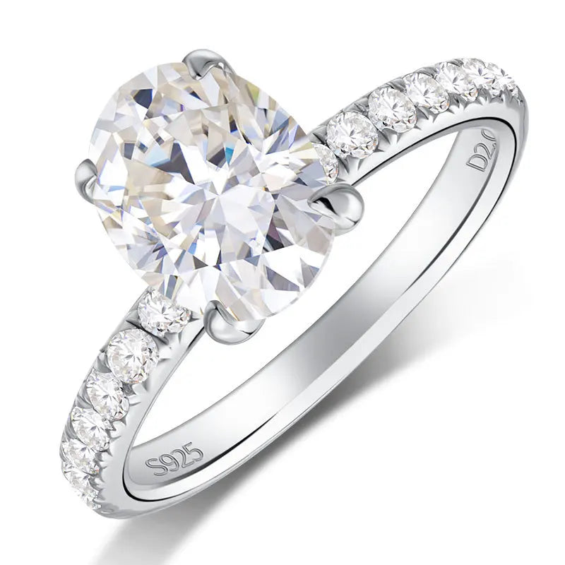 2.4CT Oval Cut Moissanite Wedding Ring White Gold-Plated