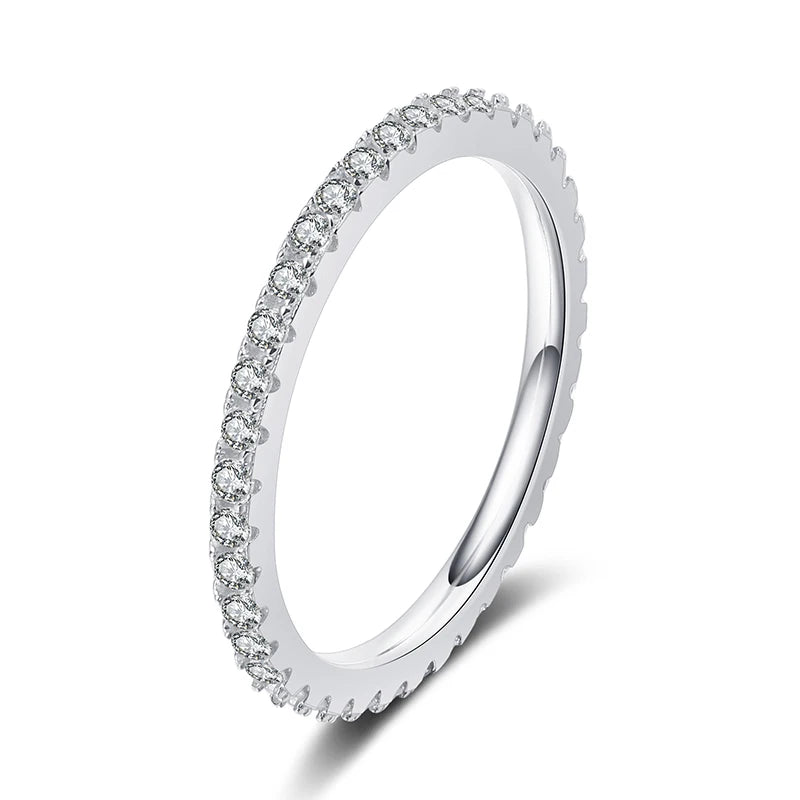 18K White Gold Moissanite Eternity Ring, 1.5mm