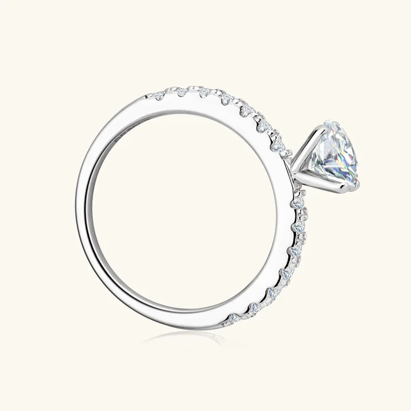 0.8CT Moissanite Diamond Ring, Sterling Silver Band