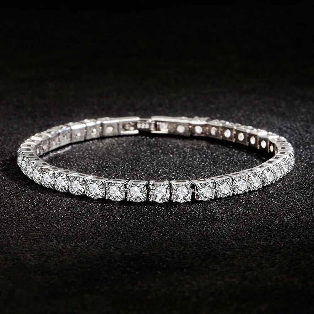 925 Sterling Silver Zircon Chain Bracelet for Women