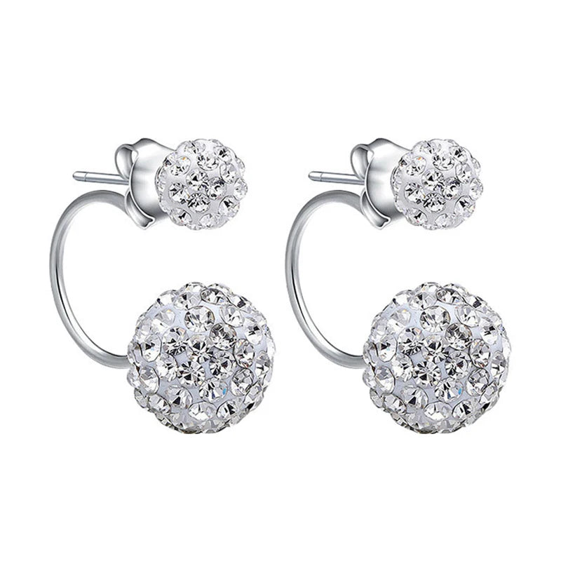 925 Sterling Silver Crystal Ball Stud Earrings