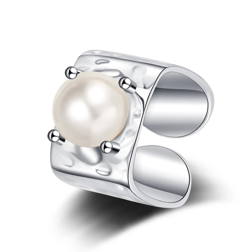 Adjustable Freshwater Pearl Wide Square Ring