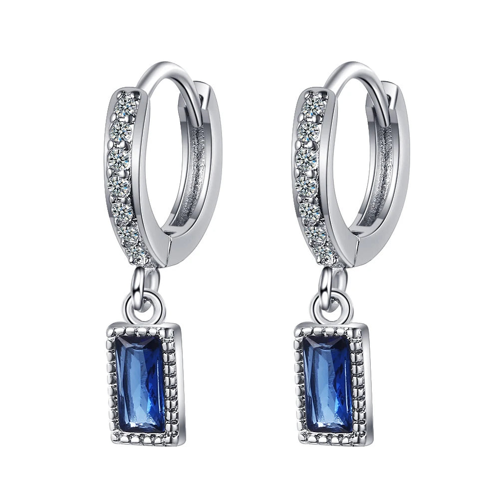 Sterling Silver Blue Crystal Earrings