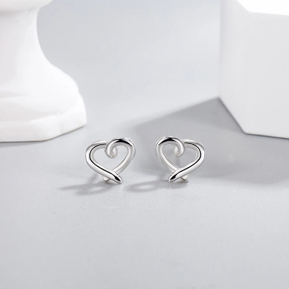 925 Sterling Silver Heart Stud Earrings