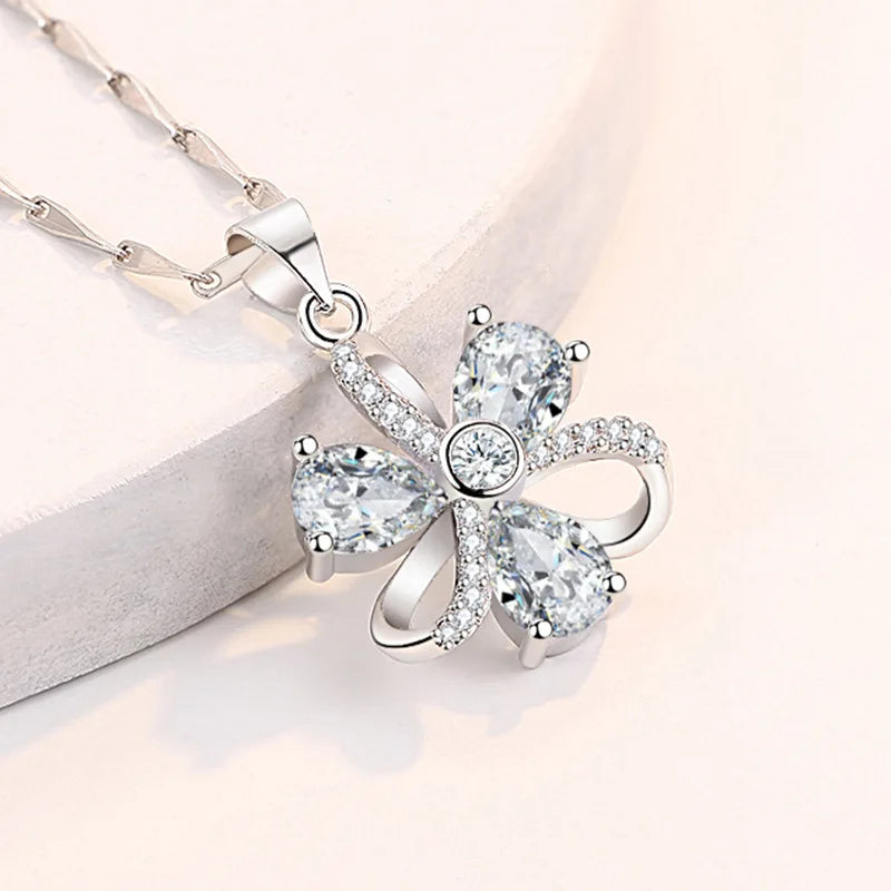 S925 Zircon Flower Pendant Necklace