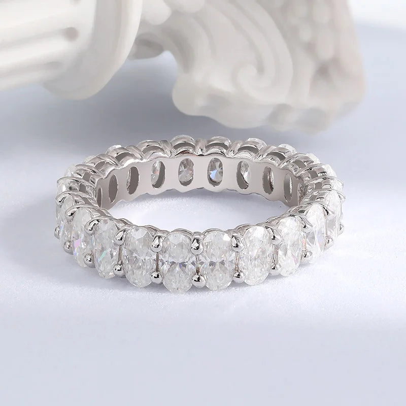 2.5/6.6CTW Oval Moissanite Wedding Eternity Band