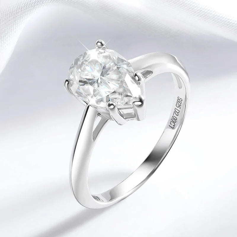 2ct Pear Cut Moissanite Solitaire Ring