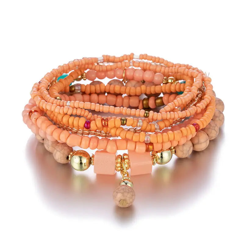 8-Piece Boho Colorful Beaded Bracelet Set