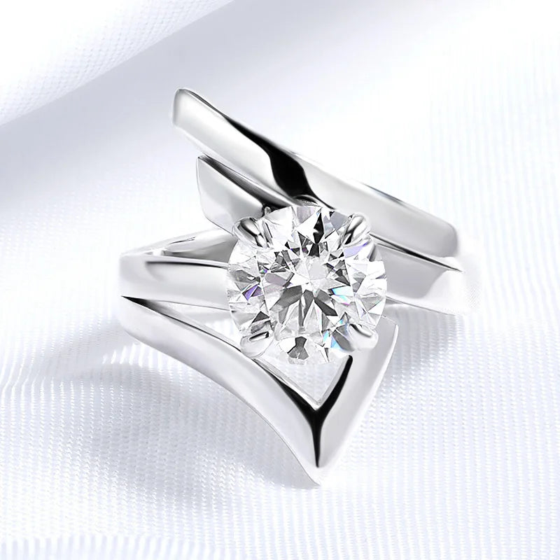 2CT Moissanite Adjustable Ring with 18K Gold Plating