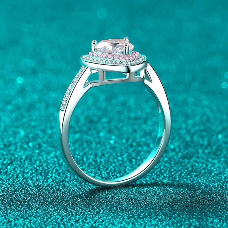 1CT Heart-Cut Pink Moissanite Wedding Ring