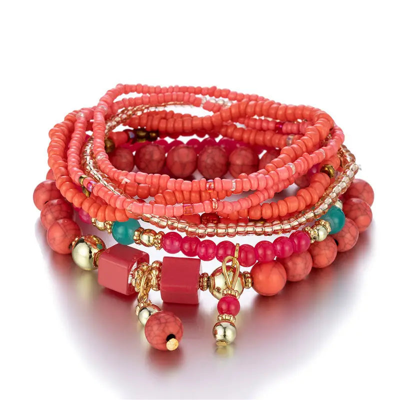 8-Piece Boho Colorful Beaded Bracelet Set