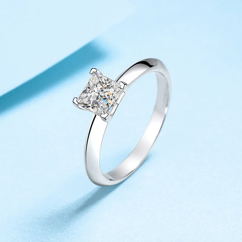 1-2 Carat Princess Cut Moissanite Engagement Ring