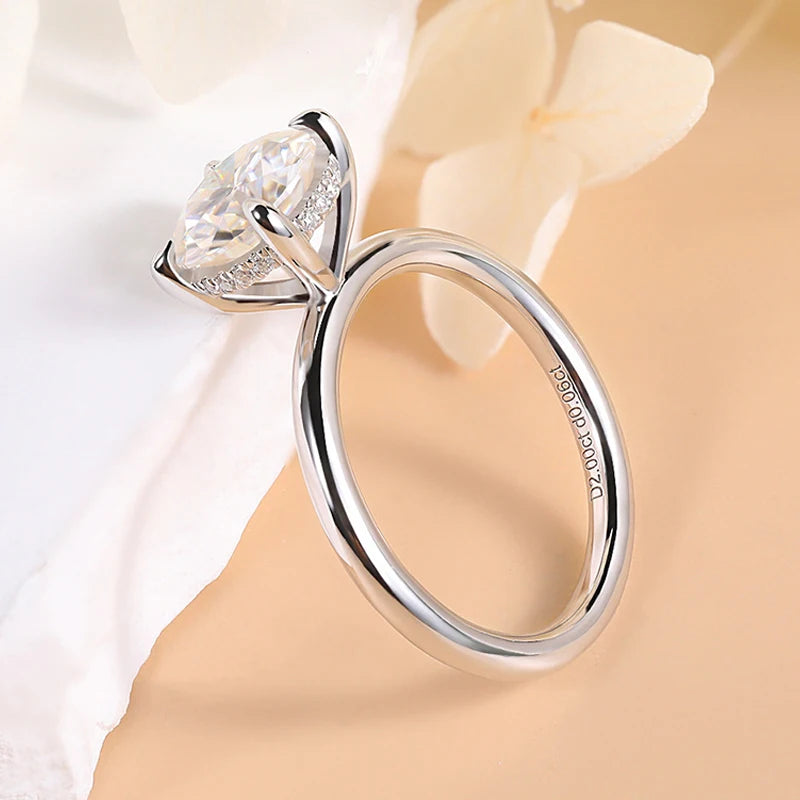 2.06CT Moissanite Engagement Ring White Gold-Plated