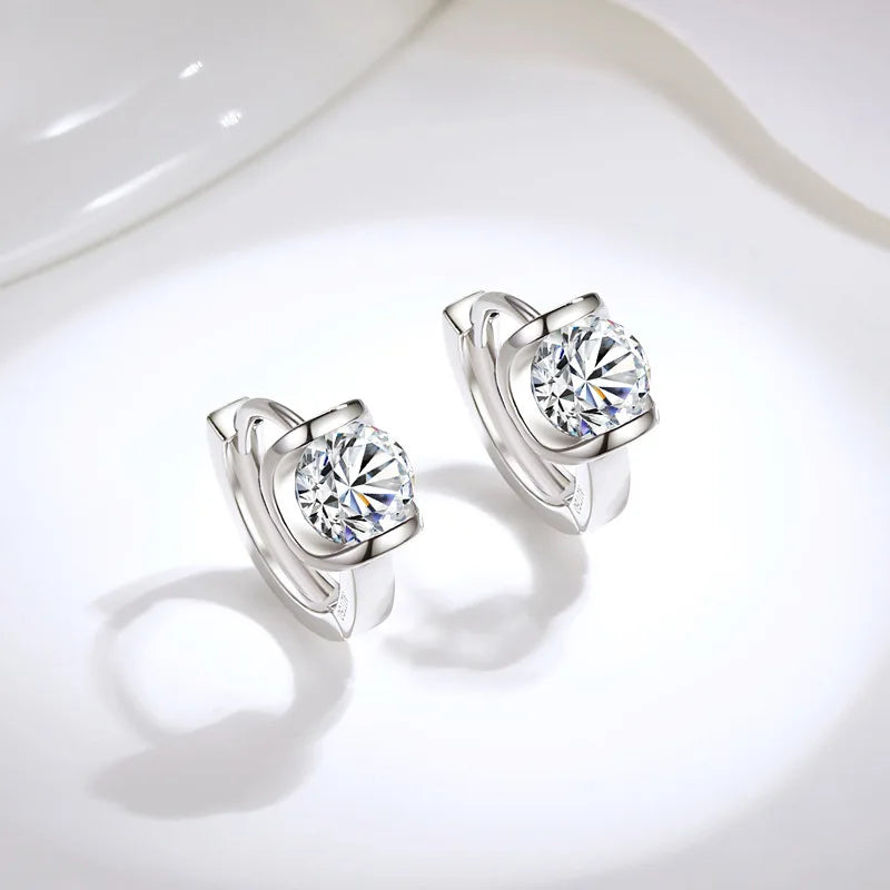 925 Sterling Silver Zircon Hoop Earrings