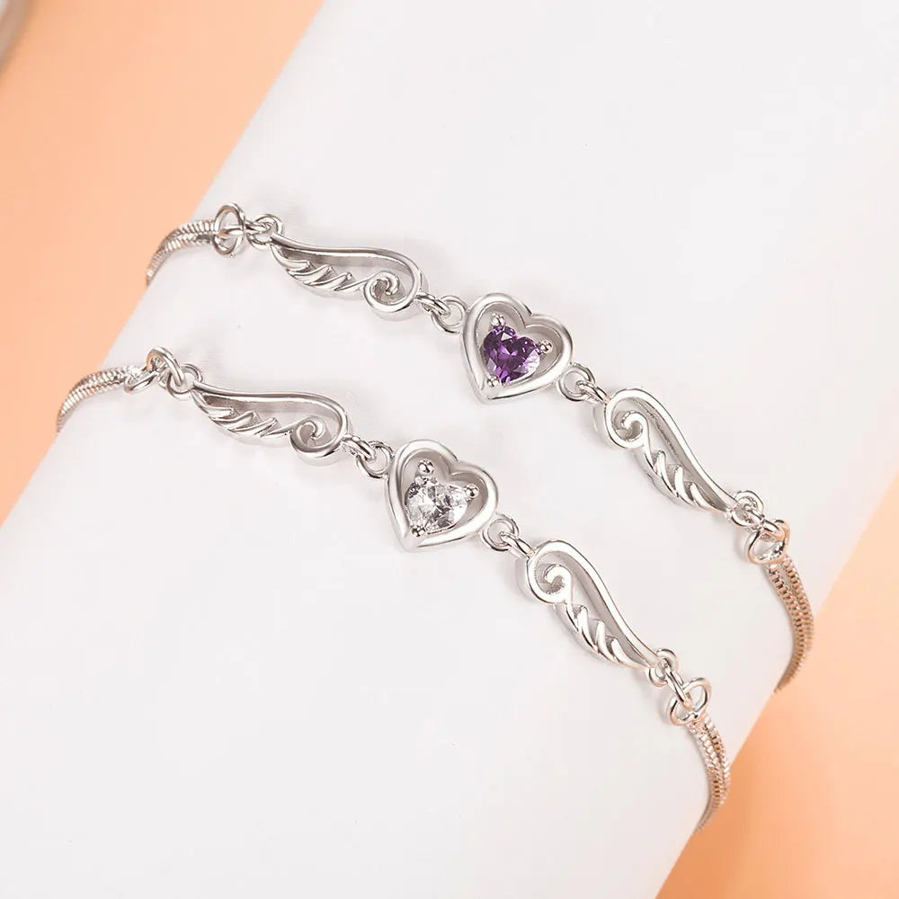 925 Sterling Silver Angel Amethyst Bracelet