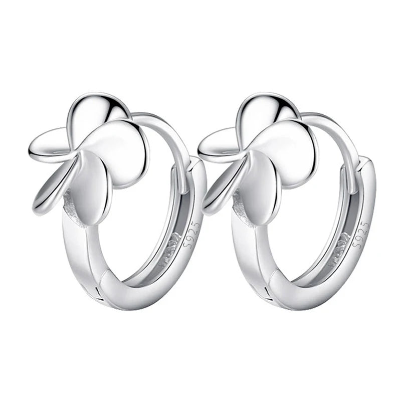 925 Sterling Silver Floral Hoop Earrings