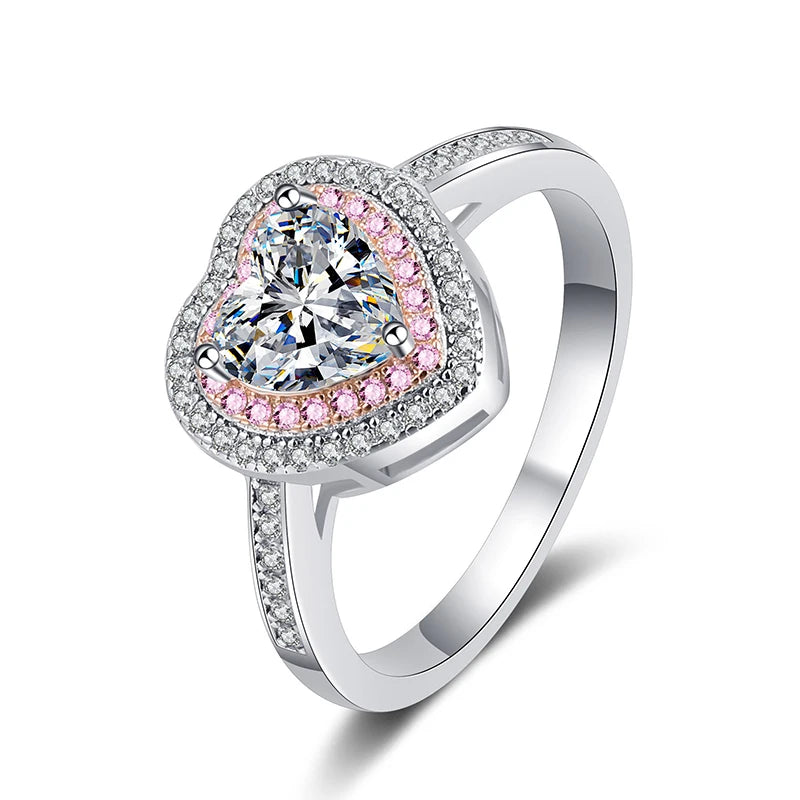 1CT Heart-Cut Pink Moissanite Wedding Ring